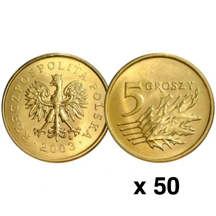 Lengyel Nemzeti Bank: 5 groszy bankjegy tekercs (50 darab) – különböző évjáratok