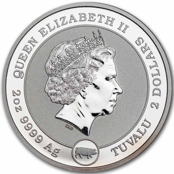 Tuvalu: Aquila calva americana 2 once d'argento 2019 Reverse Proof Piedfort Pig Privy Mark