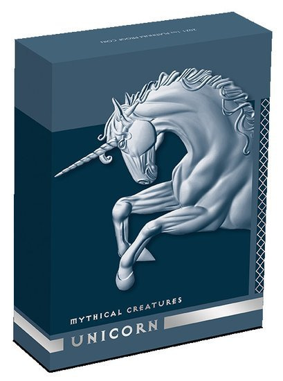 Creature mitiche: Unicorno 1 oncia di platino 2021 Proof