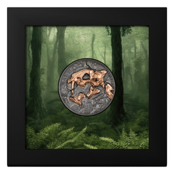 Mongolia: Evolution of Life - Nimravidae pozłacany 1 uncja Srebra 2023 High Relief Antiqued Coin