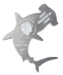 Hunters of the Deep: Großer Hammerhai 1 oz Silber 2019 Proof