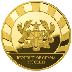 Ghana: Giants of the Ice Age - Tygrys Szablozębny 1 uncja Złota 2020 Proof
