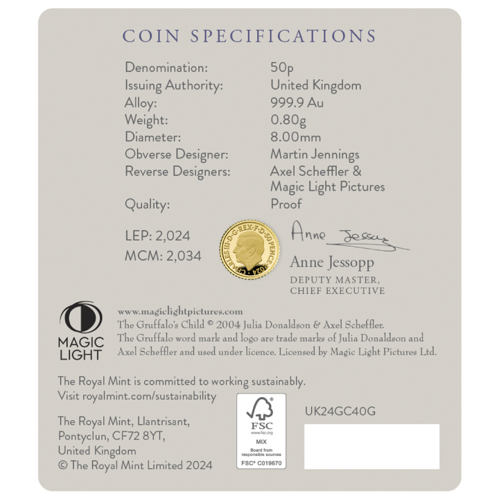 The Gruffalo's Child 1/40 oz Gold 2024 Proof