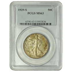 USA: Sétáló Szabadság, fél dollár ezüst 1929-S PCGS MS63