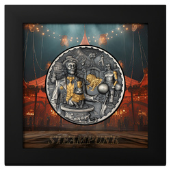 Cook Islands: Steampunk - Carnival pozłacany 3 uncje Srebra 2024 Antiqued Coin