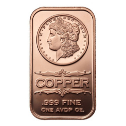 1 oz Copper Bar - Morgan Dollar