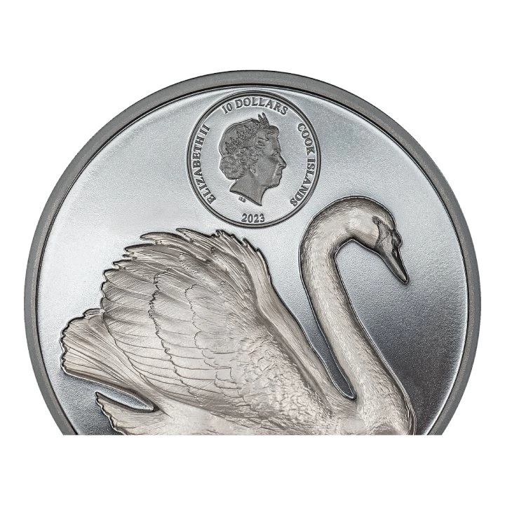  Cook Islands: Black Swan 2 oz Silver 2023 Black Proof Ultra High Relief Coin