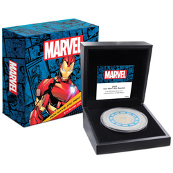 Niue: Marvel - Iron Man's Arc Reactor colorato 5 once d'argento 2023 Proof