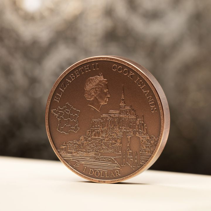 Cook Islands: Mont-Saint-Michel 50 gramów Miedzi 2023 Ultra High Relief Antiqued Coin