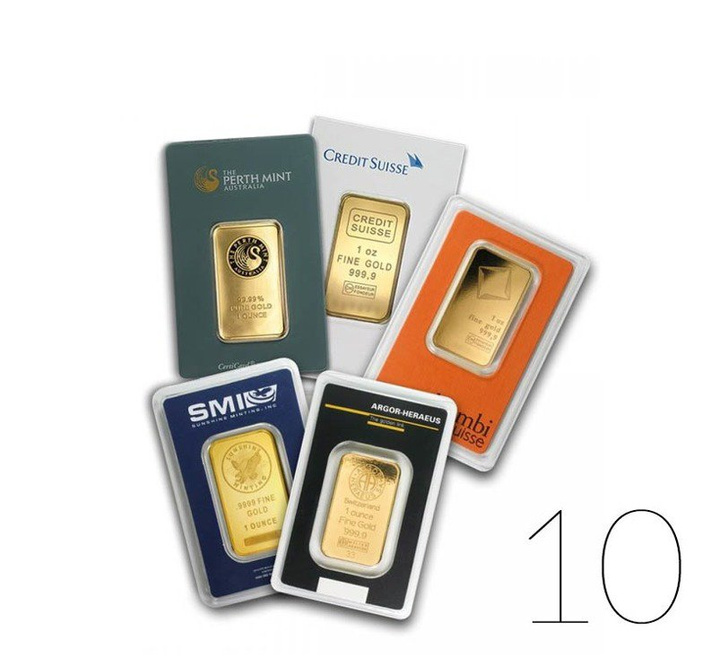 Lingote de oro de 1 oz PAQUETE DE 10 PAQUETES