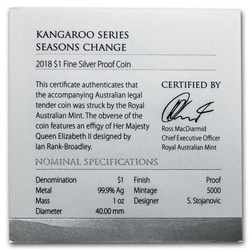 Australian Kangaroo 1 oz Silver 2018 PROOF