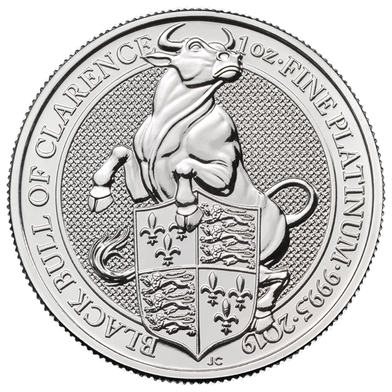 Bestias de la Reina: Toro Negro de Clarence 1 oz Platino 2019