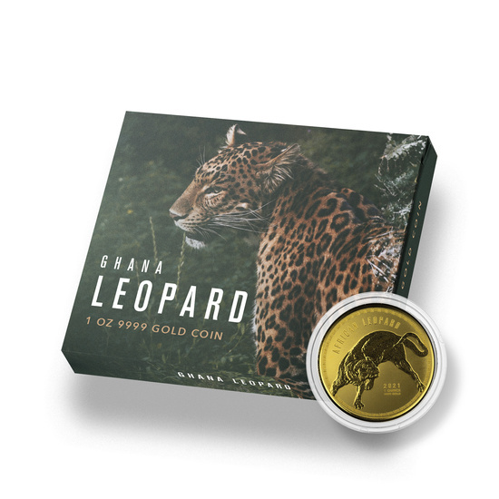Ghana: Africký leopard 1 unce zlata 2021 Proof