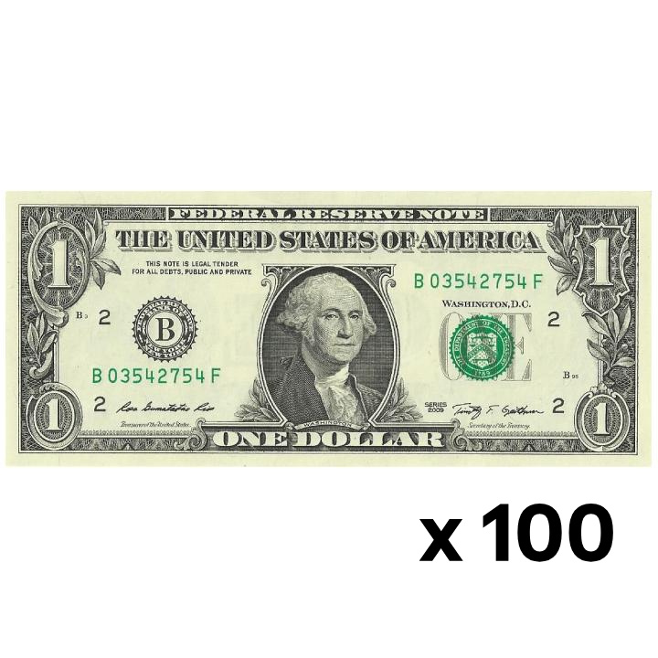 Banconota USA 1 dollaro (1 dollaro statunitense / 1 USD) UNC 100 pezzi