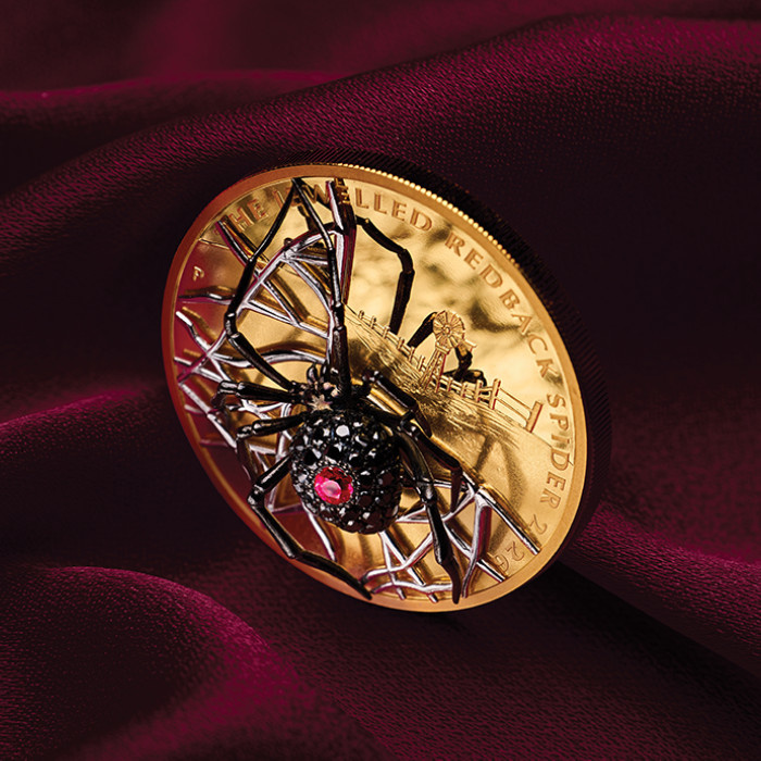 Monedă de aur The Jewelled Redback Spider 2 uncii de aur 2026 Diamond Proof