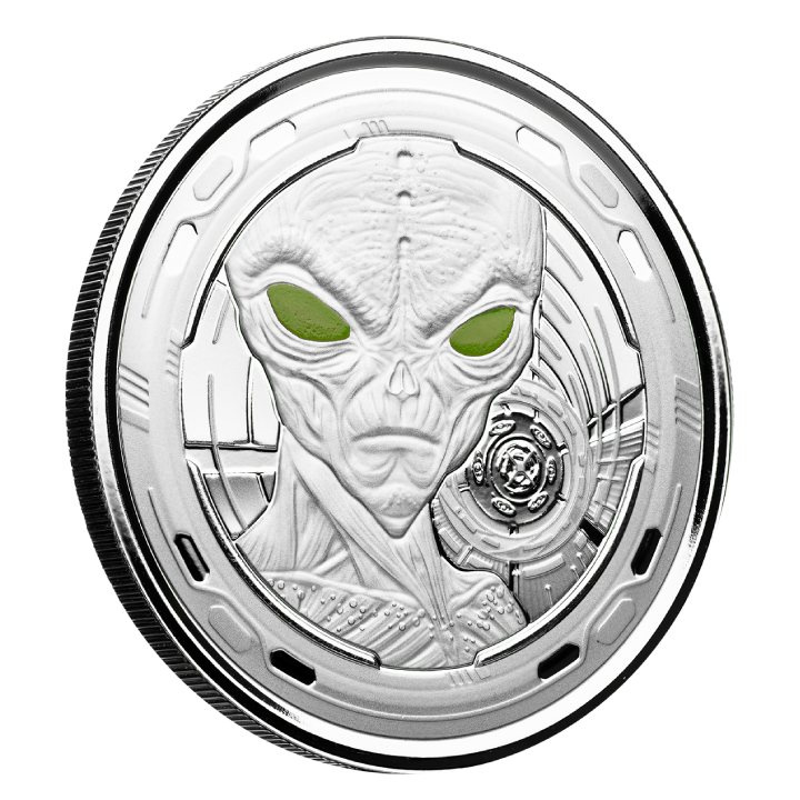 Ghana: Alien barevná 1 unce stříbra 2022 Proof