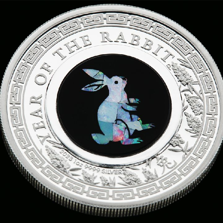 Perth Mint: Lunar III - Año del Conejo 1 oz Plata 2023 Proof Ópalo