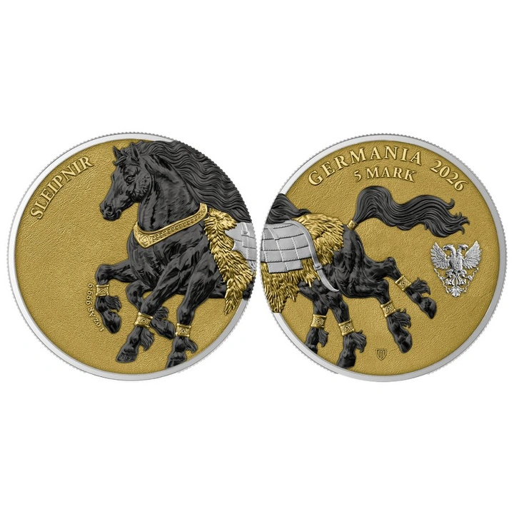 Set de medalii din argint Germania Beasts - Sleipnir aurite 2 x 1 uncie de argint 2026