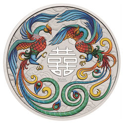 Chinese Myths and Legends: Double Phoenix kolorowany (vivid) 1 uncja Srebra 2025