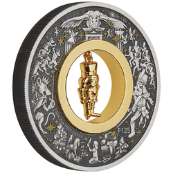 Tuvalu: The Christmas Nutcracker kolorowany, pozłacany 2 uncje Srebra 2024 Antiqued Coin