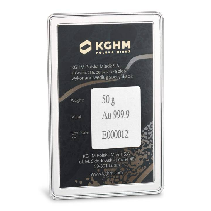 Sztabka KGHM 50 gramów Złota