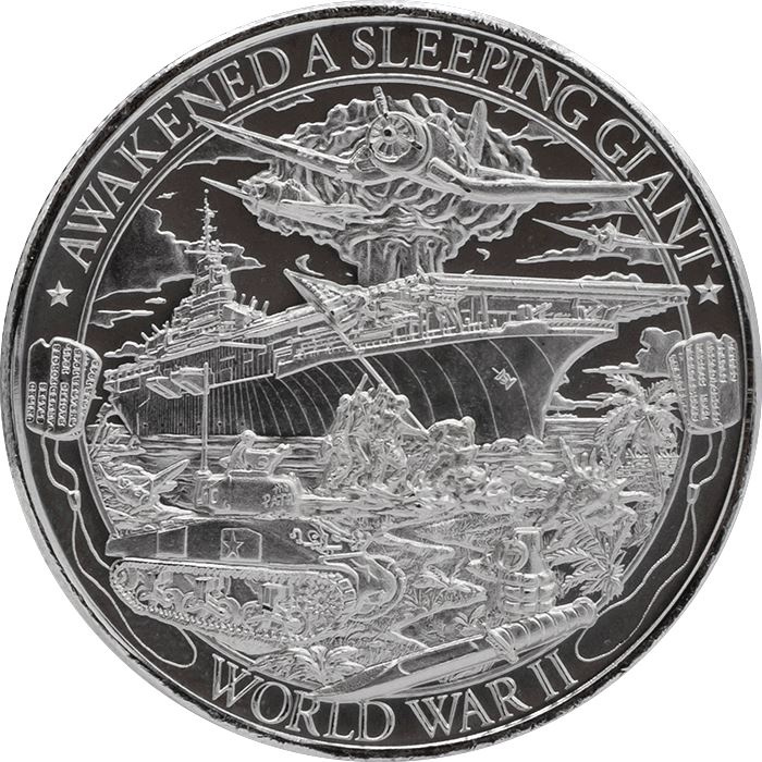 Patriot : Seconde Guerre mondiale 1 once d'argent 2019 Prooflike Round