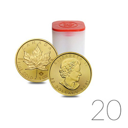 Foglia d'acero canadese 1 oncia d'oro 2021 PACCHETTO DA 20 PEZZI