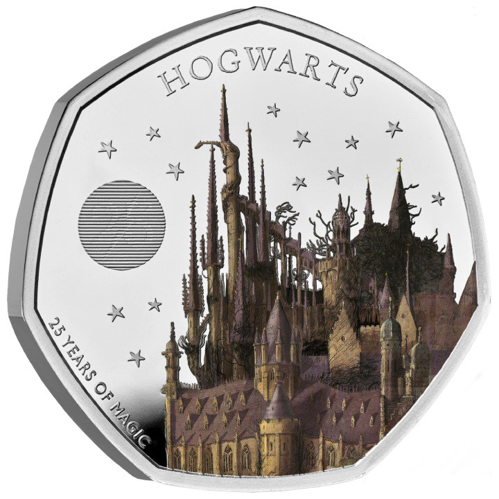 Harry Potter: Hogwarts School of Witchcraft and Wizardry 50p coloured Silber 2023 Proof