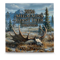 Silver Coin Germania Mint: Megafauna - Giant Deer Oblivion 1 oz Silver 2026 Black Light Colours Antiqued Coin
