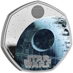 Star Wars : Étoile de la Mort II colorée 50 pence Argent 2024 Proof