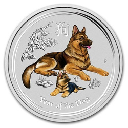 Lunar II: Year of the Dog coloured 1 oz Silver 2018 
