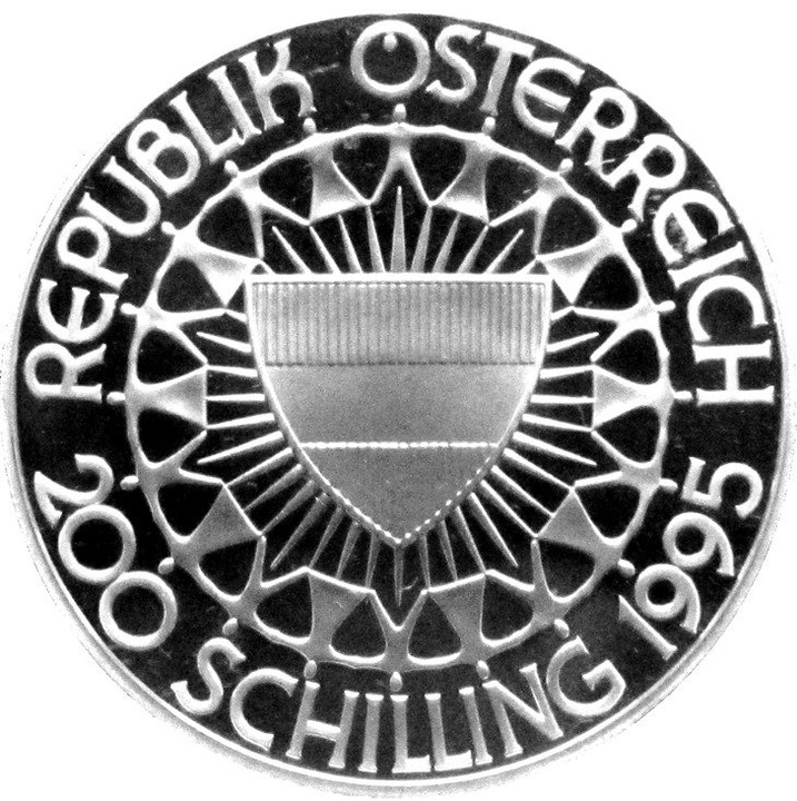Slalom Skier Olympic 200 Schilling 1 uncja Srebra
