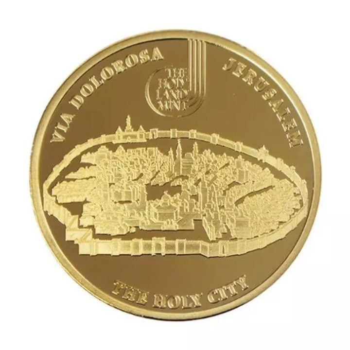 Set 14 monede Via Dolorosa colorată aurită Bronz 2016 Prooflike