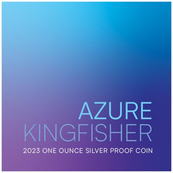 Niue: Azure Kingfisher kolorowany 1 uncja Srebra 2023 Proof