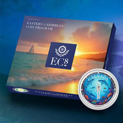 Grenada: Shark Diver kolorowana 1 uncja Srebra 2024 Proof