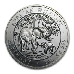 African Wildlife: Somali Elephant 1 oz Plata 2007
