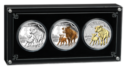 Lunar III: Jahr des Ochsen Silber 2021 Proof 3 Coin Set