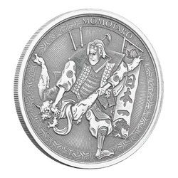 Samoa: Legends of Japan Series - Momotaro and the Demon Subdued in Ukiyoe Style 1 oncia d'argento 2020 Moneta antica
