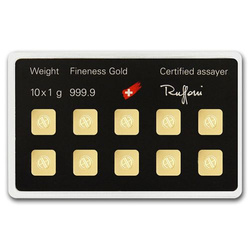 10 lingots d'or MultiCard Heraeus de 1 gramme