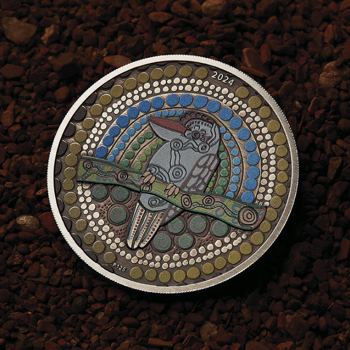 Kookaburra Kaa-Kaa coloured 2 oz Silver 2024 Antiqued Coin