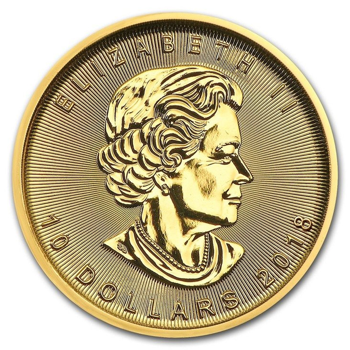 Hoja de arce canadiense 1/4 onza Oro 2018