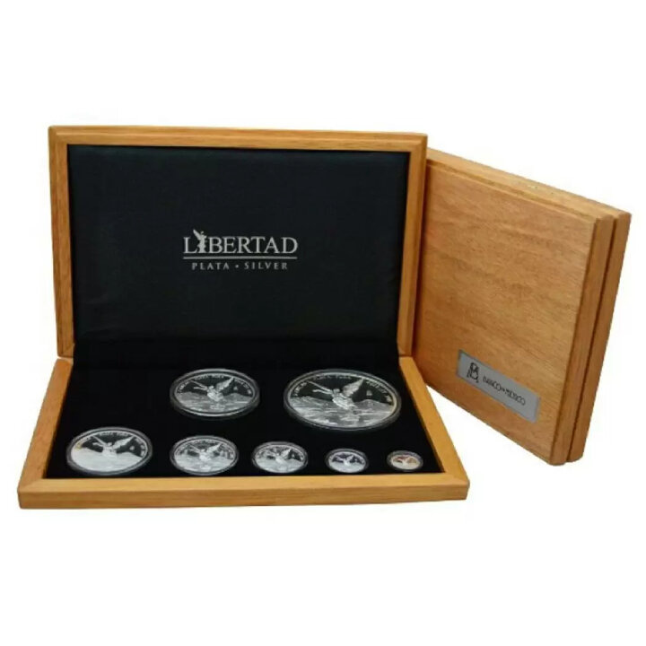 Set di 7 monete Mexican Libertad 1/20 - 5 once d'argento 2019 Proof