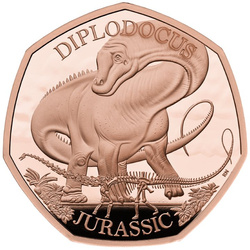  Dinosaurs: Iconic Specimens - Diplodocus 50p Gold 2024 Proof 