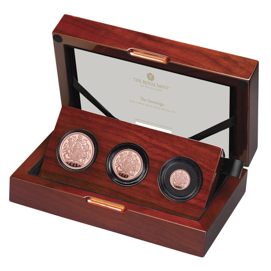 Regno Unito: Sovrana d'oro Elisabetta II Set di 3 monete 2022 Proof