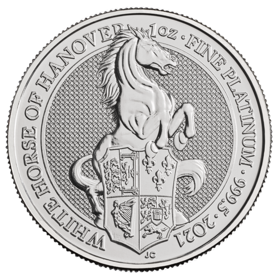 Bestias de la Reina: Caballo Blanco de Hannover 1 oz Platino 2021