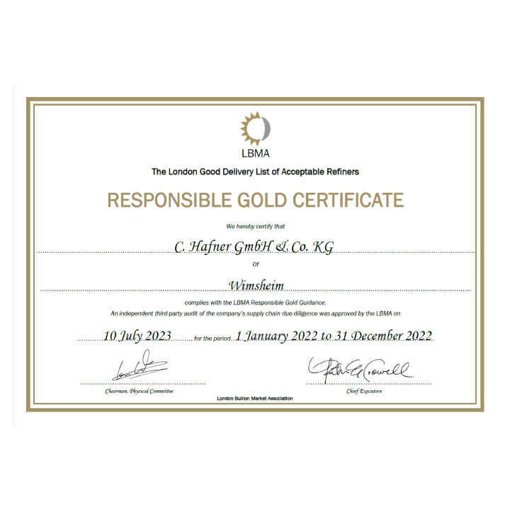 C. Hafner SmartBox Set 25 x 1 Gramm Goldbarren LBMA GD Refiner