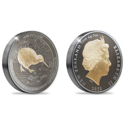 Kiwi pozłacany 5 uncji Srebra 2023 Black Proof