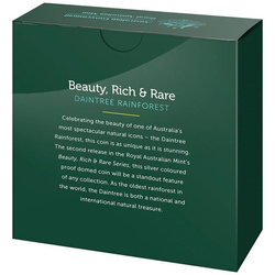 Beauty, Rich & Rare: Daintree Rainforest kolorowany 1 uncja Srebra 2022 Proof Domed Coin