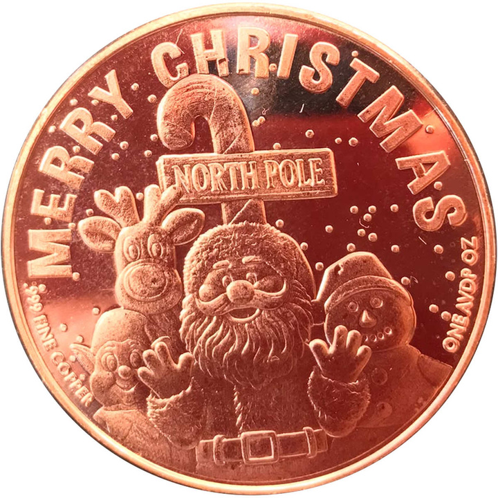 Médaille en cuivre Merry Christmas – Elf North Pole, 1 once AVDP