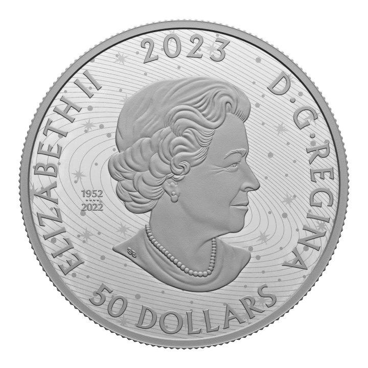 Kanada: Pingualuit Crater – Crystal Eye of Nunavik 50 $ barevná stříbrná mince 2023 Proof